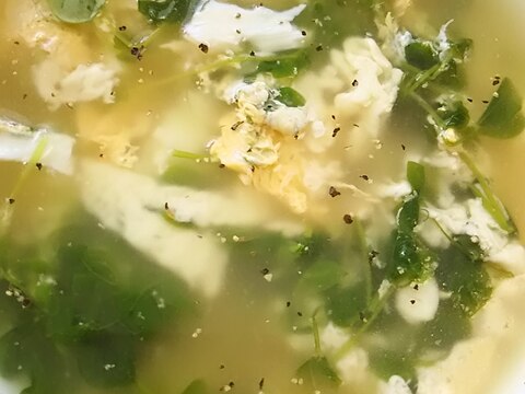 豆苗とチーズの卵スープ(^^)